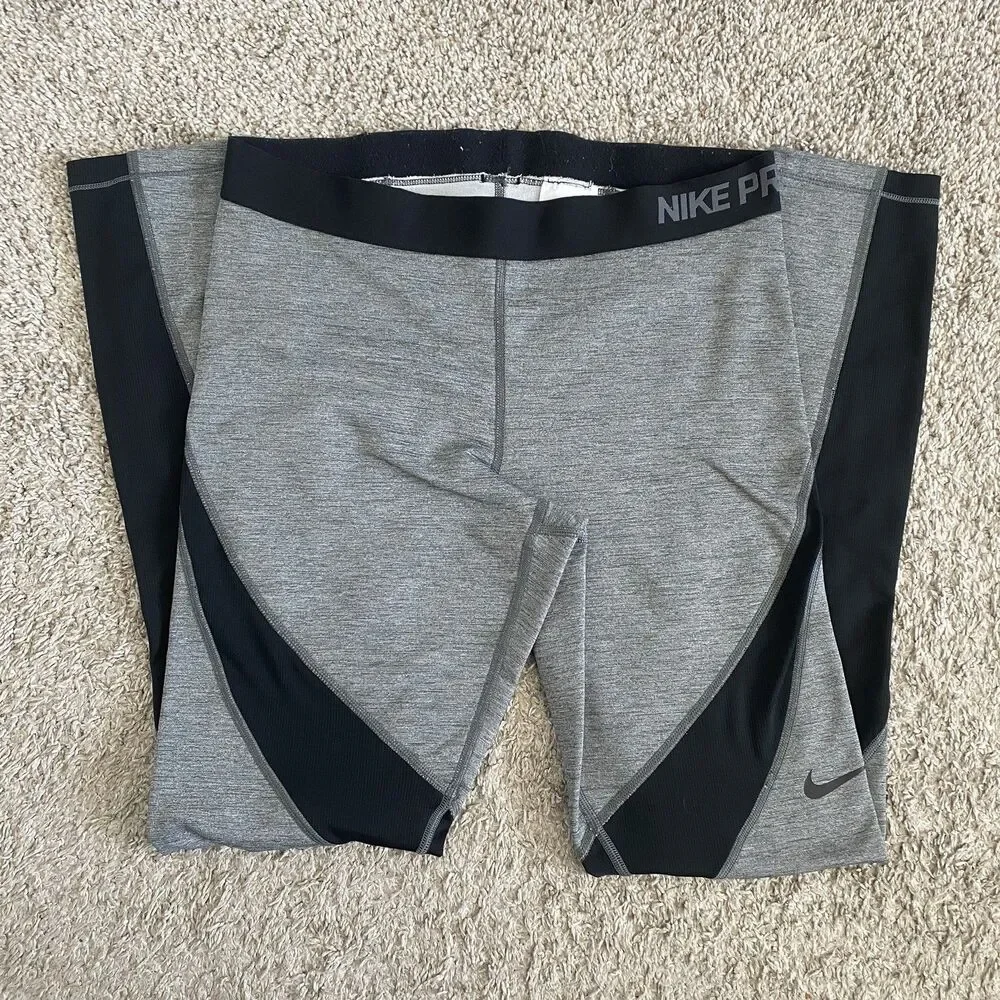 Nike Pro Girls Medium Leggings Gray And Black Large L